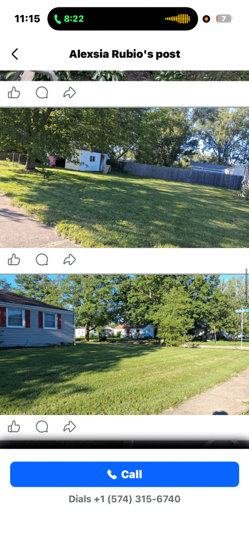 Front yard mow before