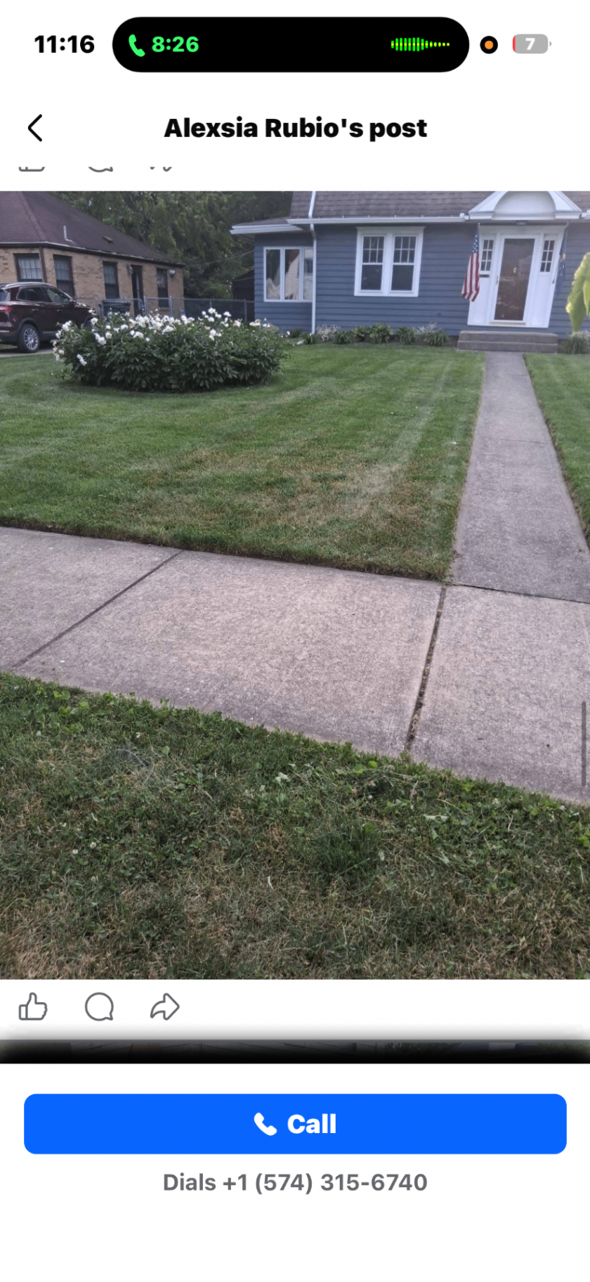 Front yard mow after
